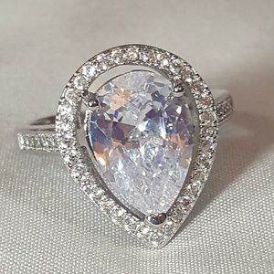 Size 8 Sterling Silver white sapphire ring